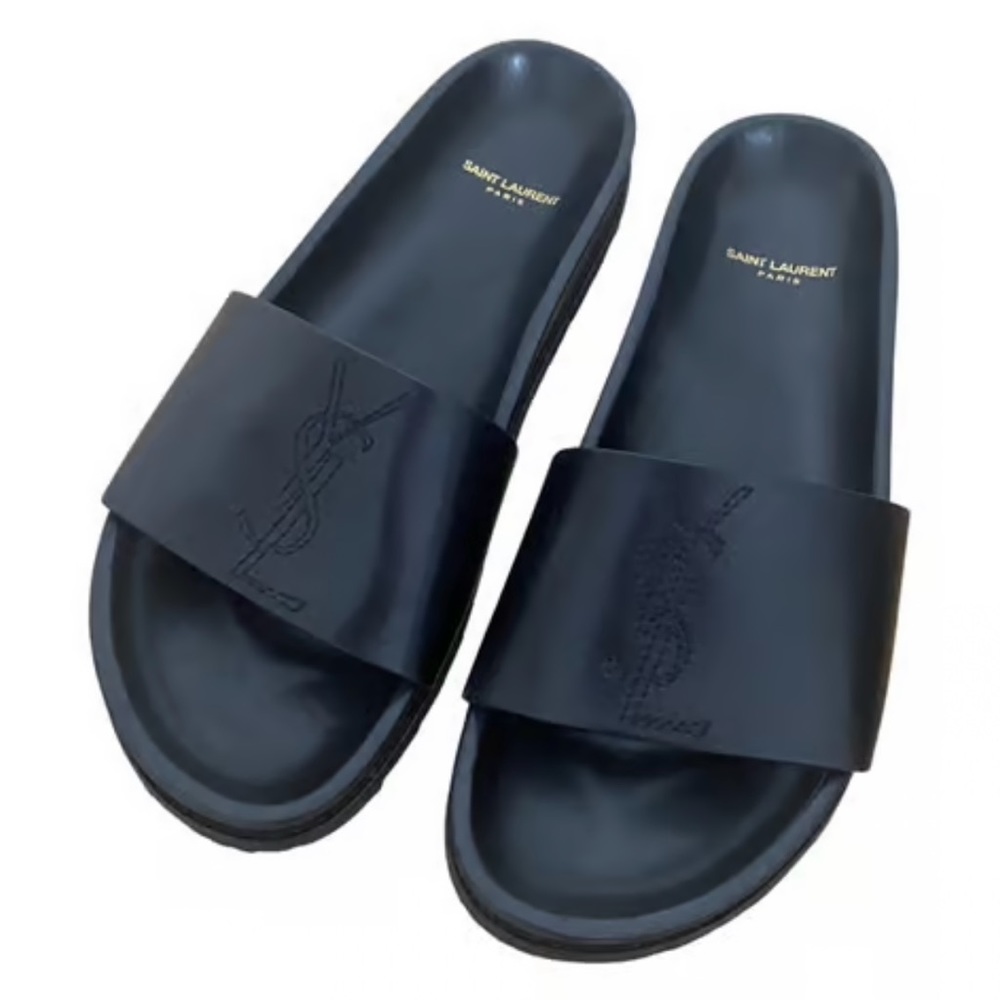 Saint Laurent Jimmy Leather Slides size 41 EU size 10 US